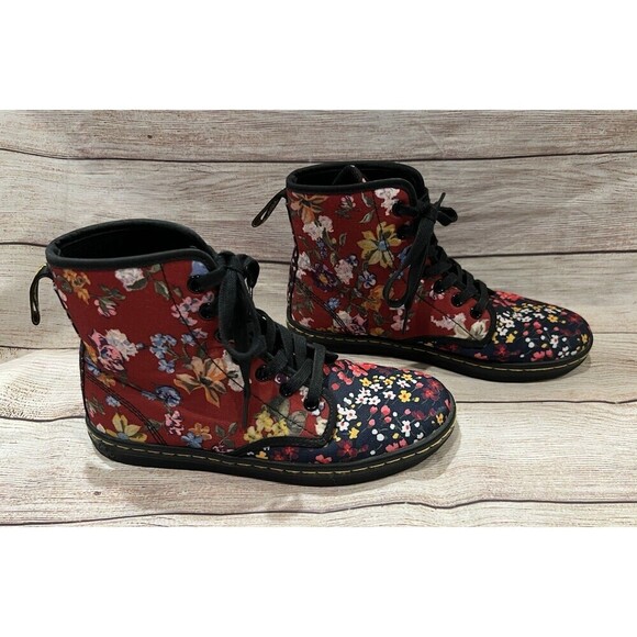 Dr. Martens Pink Floral Boots Kids Size 4 Womens Size 6 - Picture 2 of 14